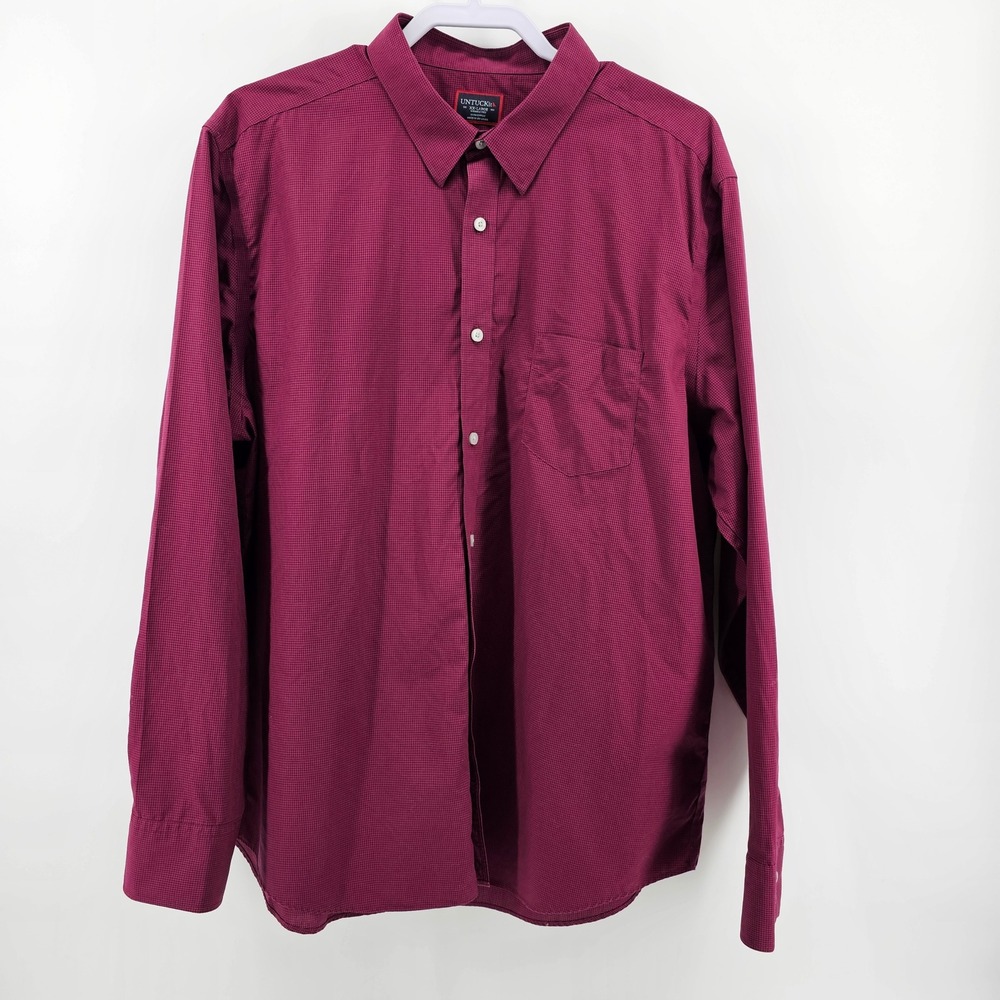 UNTUCKit Button Down Shirt Mens XXL Berry Marcasin Wrinkle Free 35672